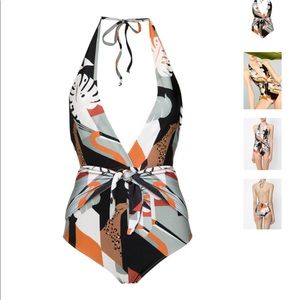 Adriana degreas halter knotted swimsuit
